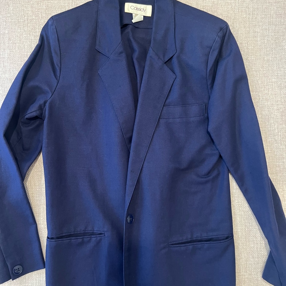 Worn Cassidy Size 8 Blazer with Shoulder Pads Navy